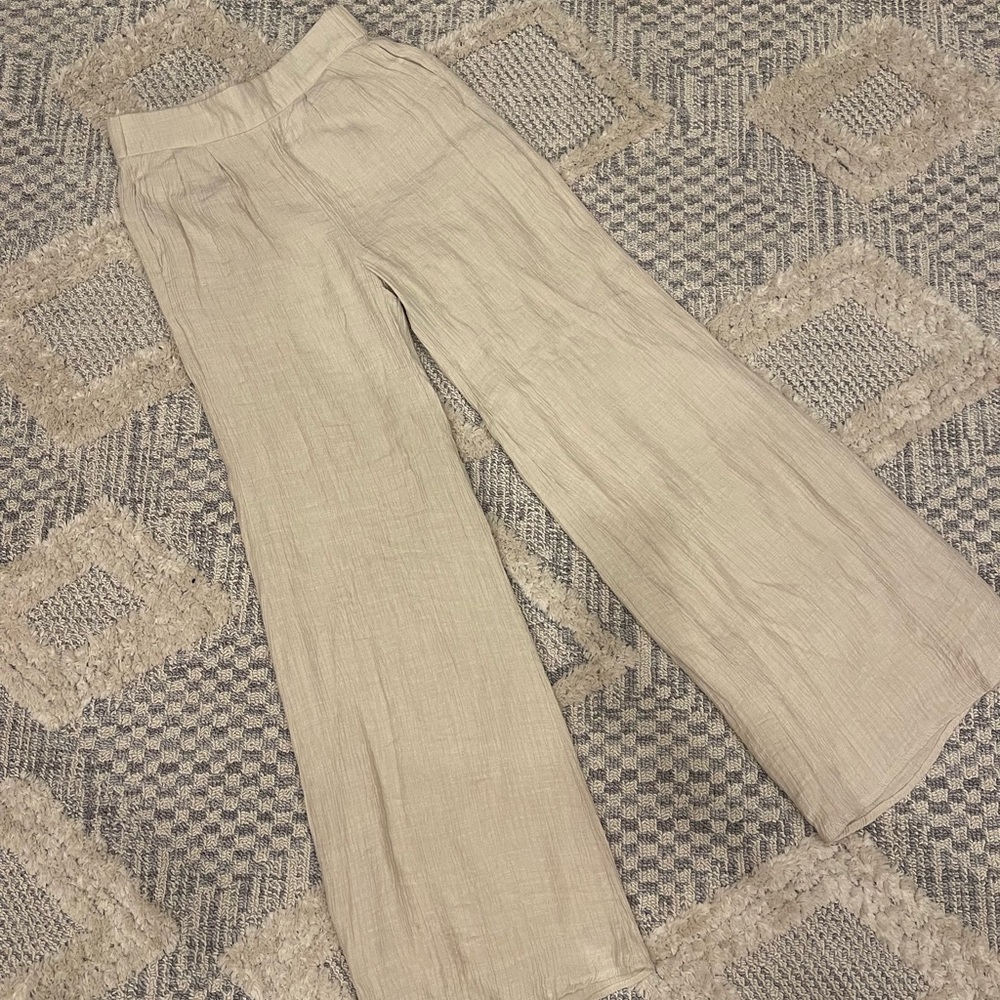 Wonderly Cream Flowy Wide Leg Pull-on Pants Size Small